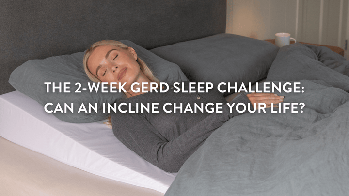 person sleeping on a bed wedge pillow to reduce the impact of GERD and acid reflux 