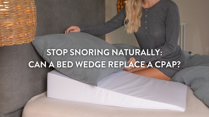 Person placing a Bed wedge on a mattress with a pillow on top of it
